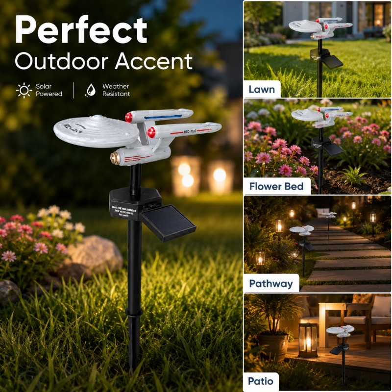 Outdoor Lighting Led Fixtures - Star Trek USS Enterprise Solar Garden