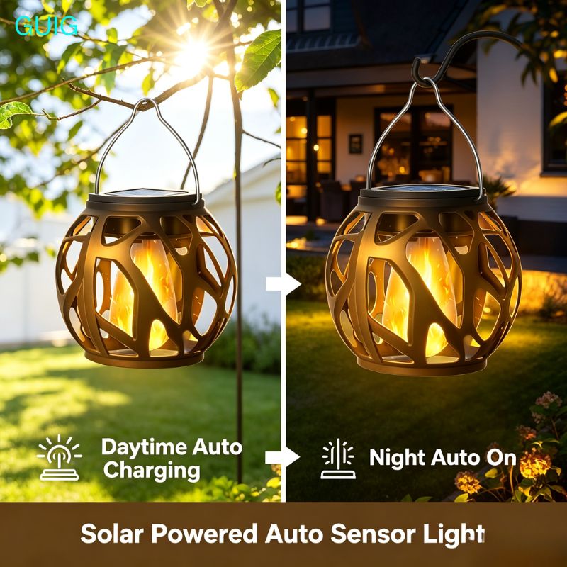 1/2/4 Pack Solar Hanging Flame - đánh giá và giá Outdoor Lighting On Trees