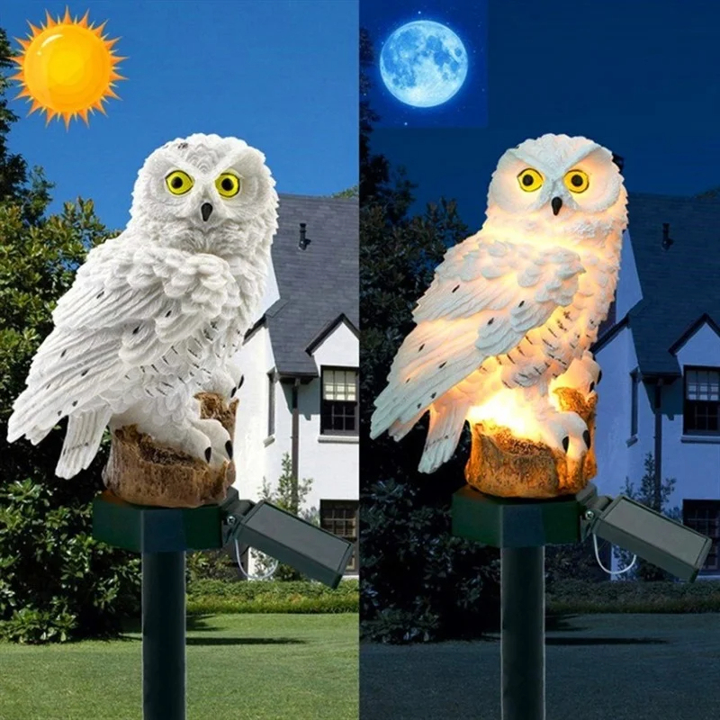 Solar Owl Statue Garden Light  - đánh giá và giá Outdoor Lighting Led Fixtures